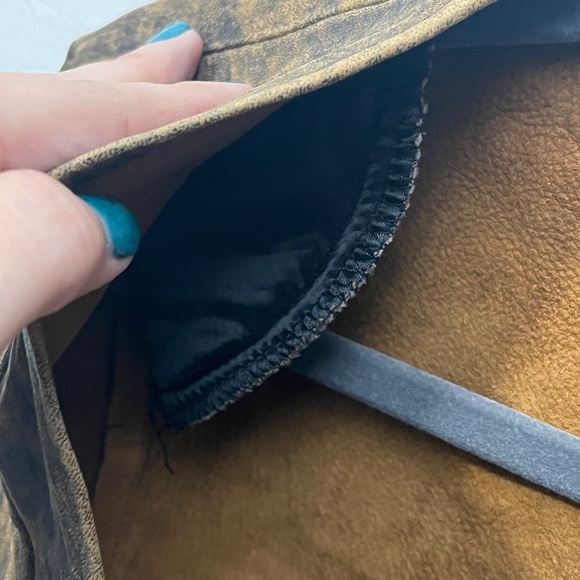 Vintage 80’s Firenze Brown Tan Cropped Genuine Leather Jacket L - Picture 5 of 12